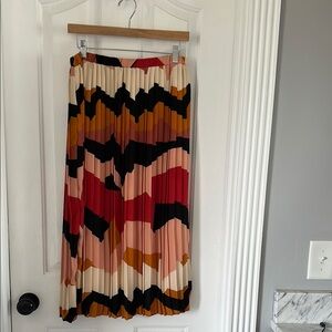 Eva Mendes for New York & Company Red and Orange Pleated Midi Skirt